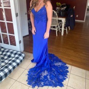 Ellie Wilde Prom Dress with Lace Train